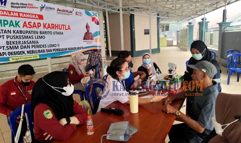 PT SMM dan Puskesmas Lemo Layani Pengobatan Gratis, 82 Warga Diperiksa dan 2.000 Masker Dibagikan