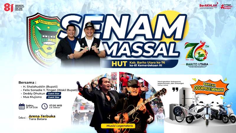Kadisdik Barito Utara Ajak Masyarakat Ramaikan Senam Massal HUT ke-76 Barito Utara